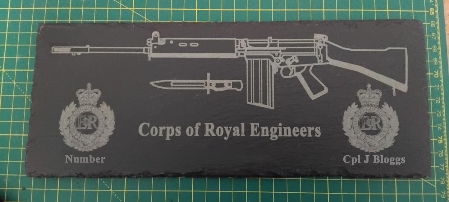 Corps of Royal Engineers SLR personalised slate