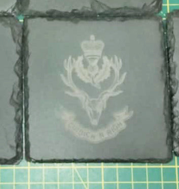 Queen's Own Highlanders (Seaforth & Camerons) badge coaster set of 4