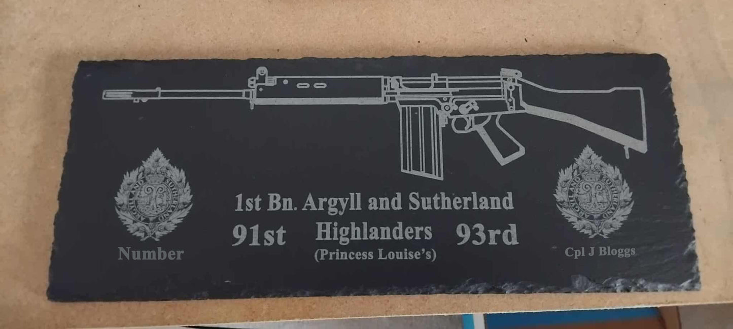 Argyll and Sutherland Highlanders SLR personalised slate