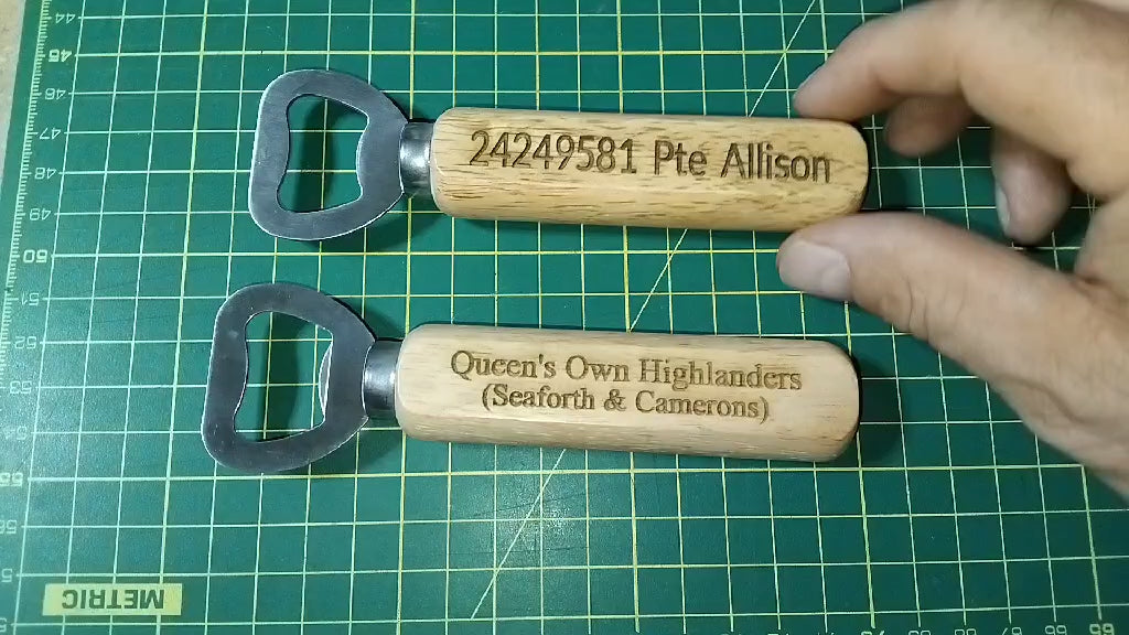 Personalised Regimental Wooden Handle Bottle Opener