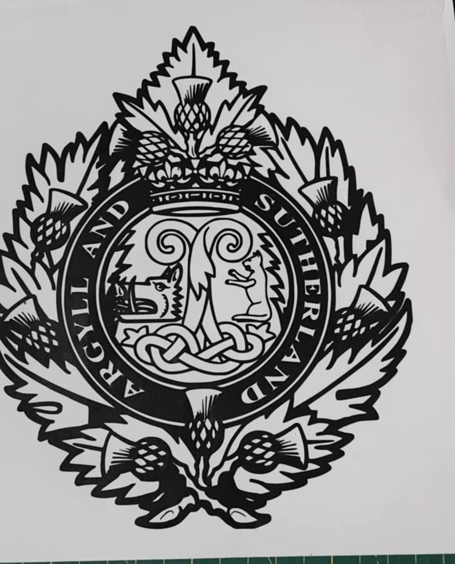 Argyll cap badge vinyl decal 8 inch