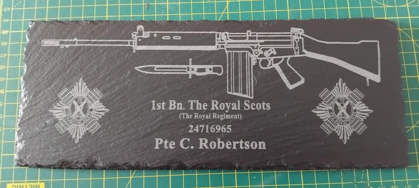 Royal Scots SLR personalised slate